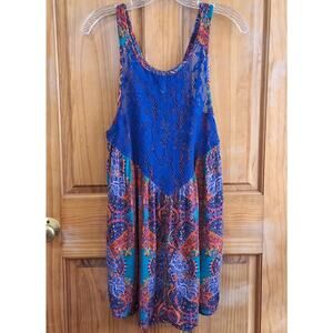 Intimately Free People Tank Top Halter Women's Small Blue Lace Bohemian Hippie